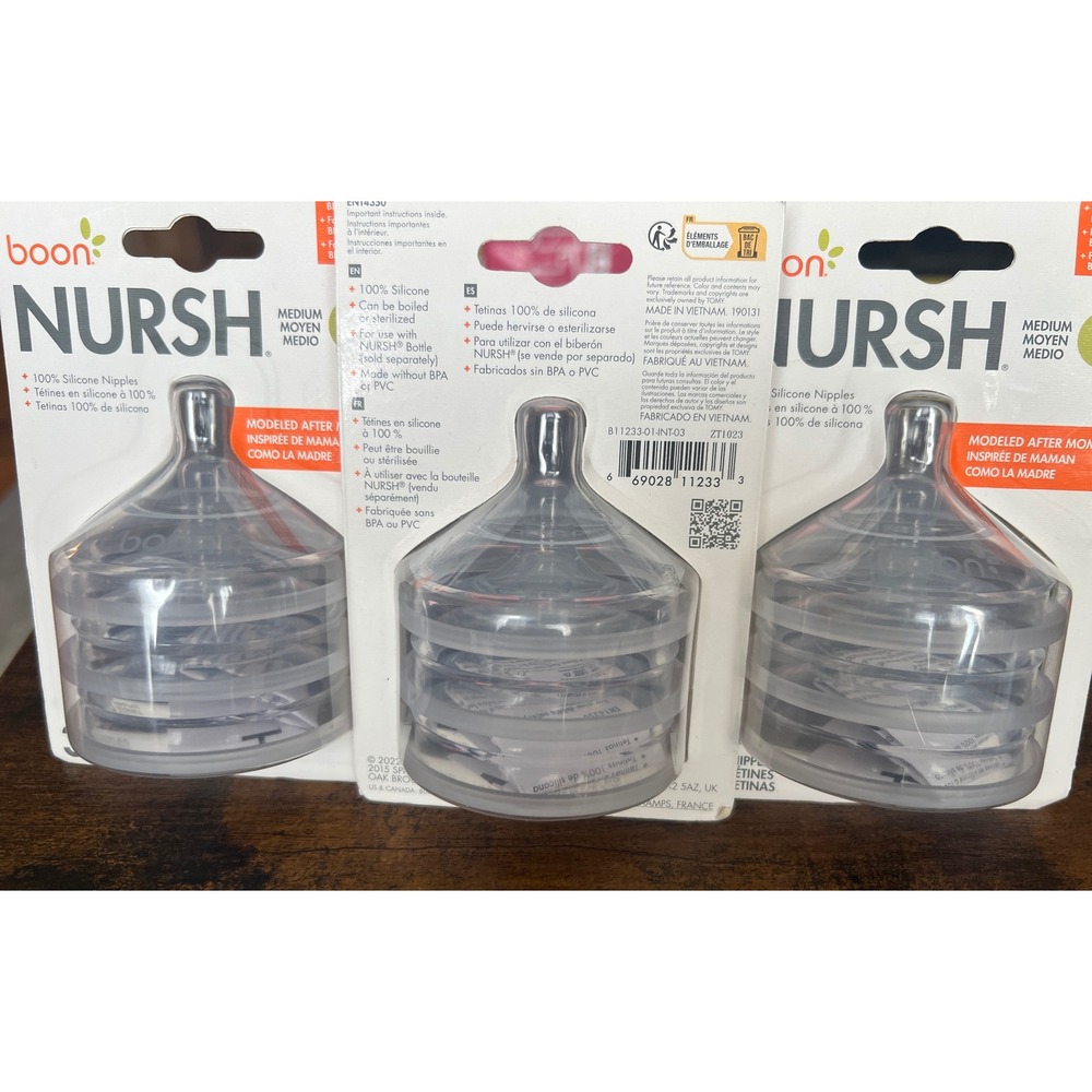 Boon NURSH Medium Flow Stage 2 Silicone Nipples 9 Total New - Picture 4 of 10